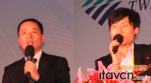 三菱電機的影像設備部銷售經理陳泉涌(左)、影像設備部北方區銷售經理葛鵬(右)