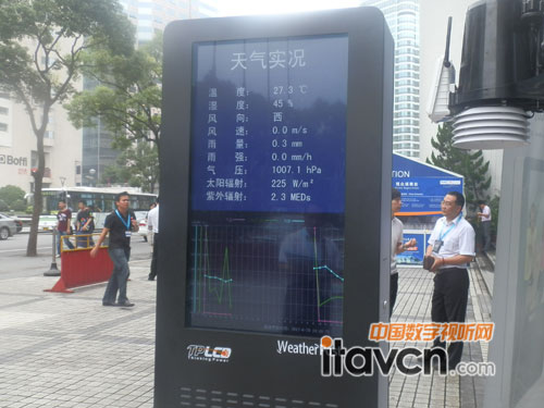 迅豹聚能全戶外廣告機監測天氣實況