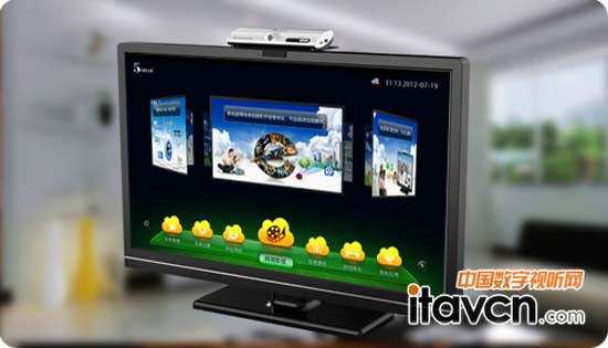 第五元素H300網絡高清播放器至于電視機頂部
