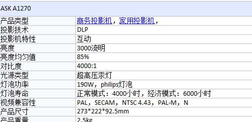 ASK A1270 參數(shù)