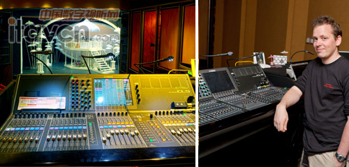 雅馬哈 CL5 數字調音臺 PFT 的 Jonathan Towers 與雅馬哈 CL5 數字調音臺合影