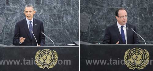 美國總統奧巴馬(左) 法國總統奧朗德(右)