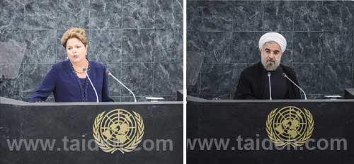 巴西總統羅塞夫(左) 伊朗總統魯哈尼(右)