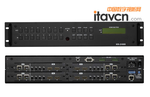 視麥特基于HDBaseT技術的HDMI 8x8 矩陣HX-2488