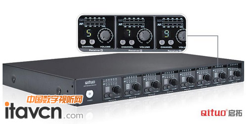 無線一拖八話筒QT-U508M主機正面