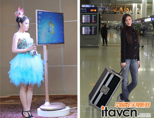 保千里移動大電腦電視廣告機現場演示