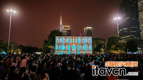 Vivitek(麗訊)D8900在騎樓造型白模上呈現頂尖3D立體光雕投影