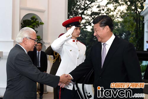 國家主席習近平在新加坡總統府會見新加坡總統陳慶炎