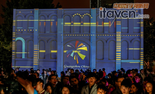Vivitek(麗訊)2014年廣州燈光節打造了3D立體光雕投影《廣州印象》