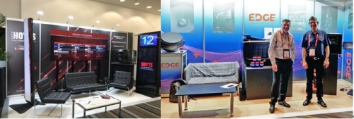 HOYTS 影院科技集團(tuán)(左)和Edge數(shù)碼科技(右)的展位