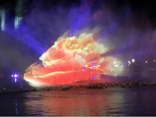 亳州燈光水舞秀獲央視報道,贏康參與水幕投影工作