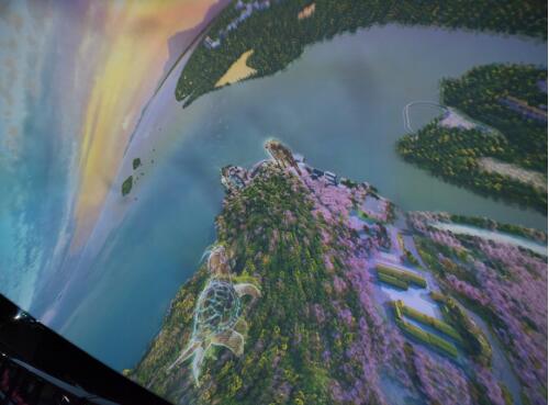 “黿渚明珠”飛行體驗(yàn)館由12臺(tái)Vivitek(麗訊)激光工程投影機(jī)RU70953打造而成